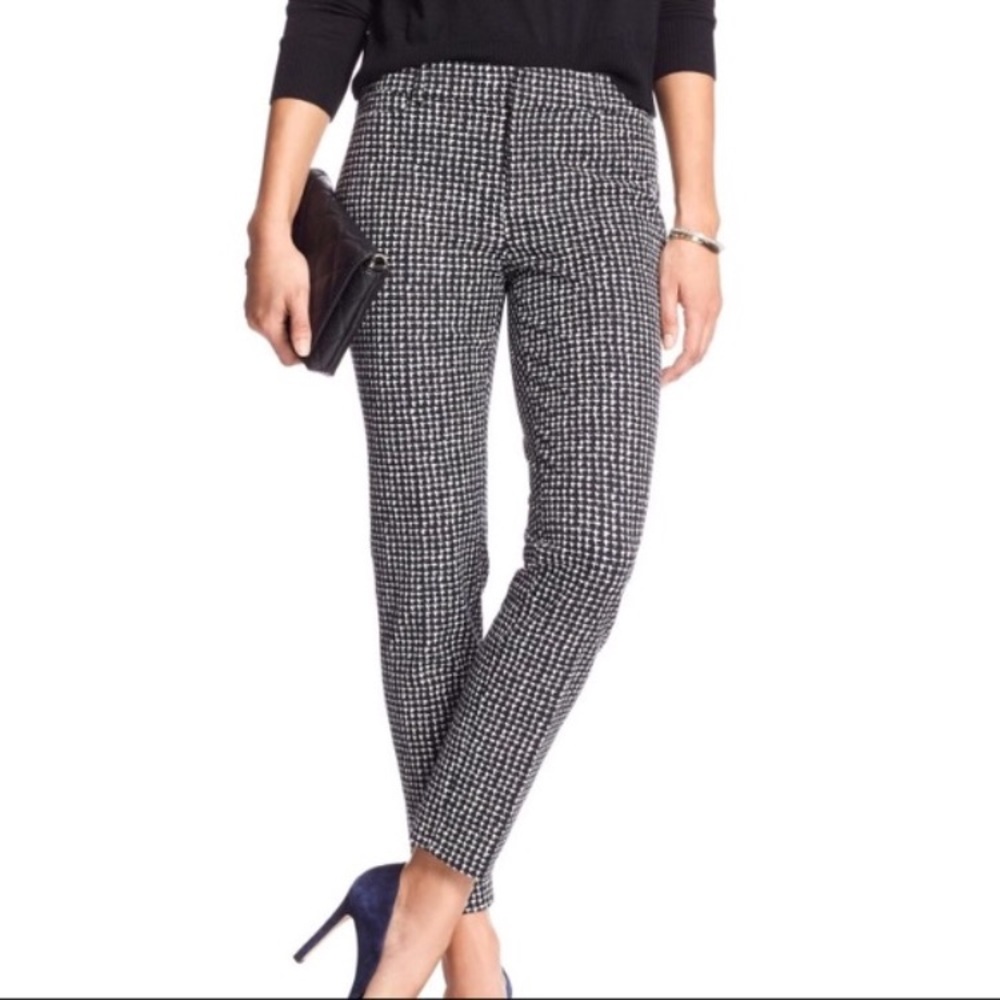 Banana Republic Black and White Checkered Pants